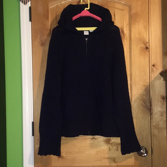 ARMANI EXCHANGE AX 2-Pocket Navy Lambswool Zip Cardigan Hooded Jacket EUC Men L - Picture 6 of 11